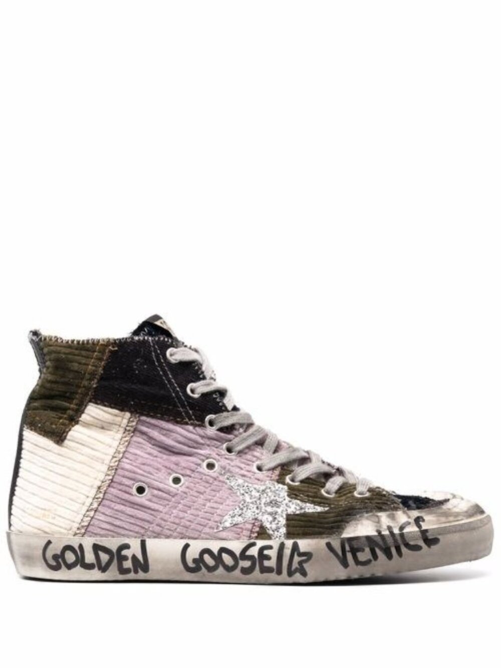 Golden Goose Francy Penstar Classic Velvet Patchwork Black/Multi Size 9